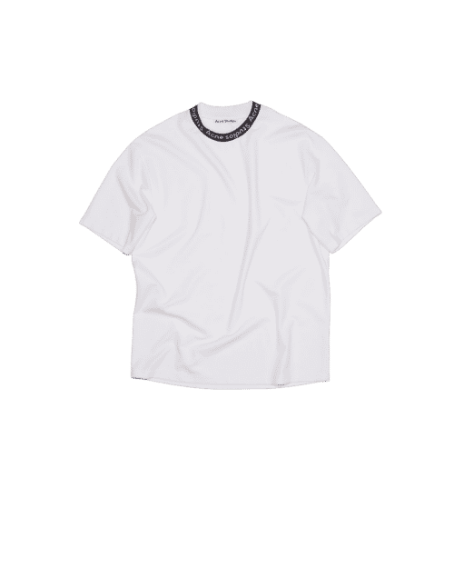 Tee-Shirt Blanc à Logo Côtelé