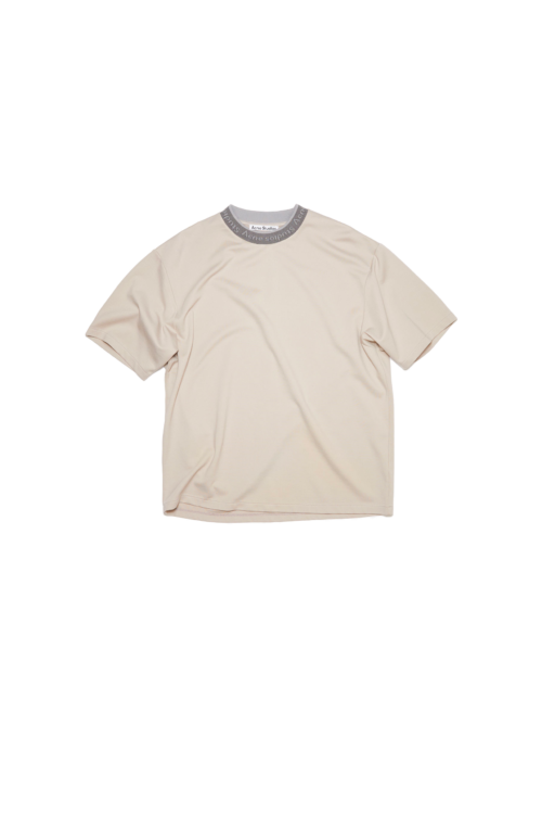 Tee-Shirt Gris à Logo Côtelé