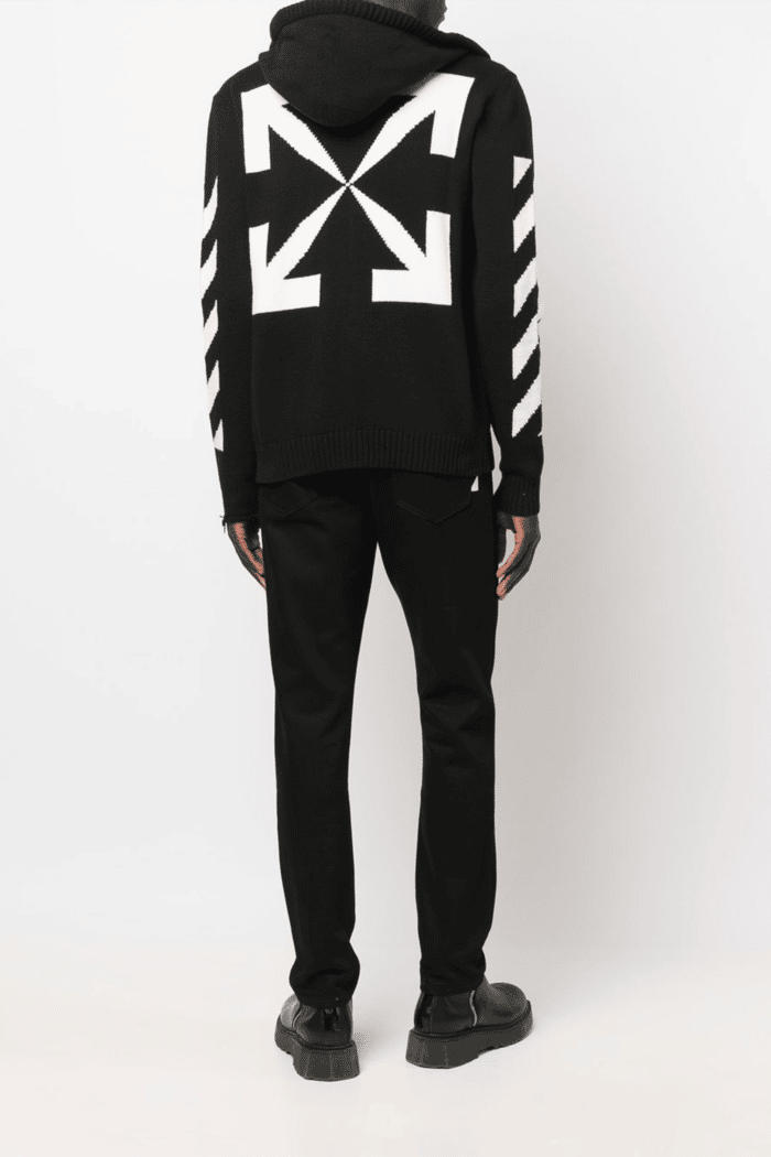Hoodie Rayures Diag Noir 1