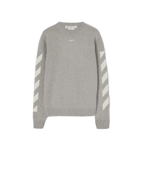 Pull Maille Manches Rayées Gris