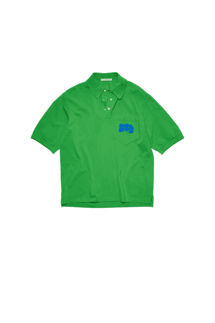 Polo Vert à Logo Bleu