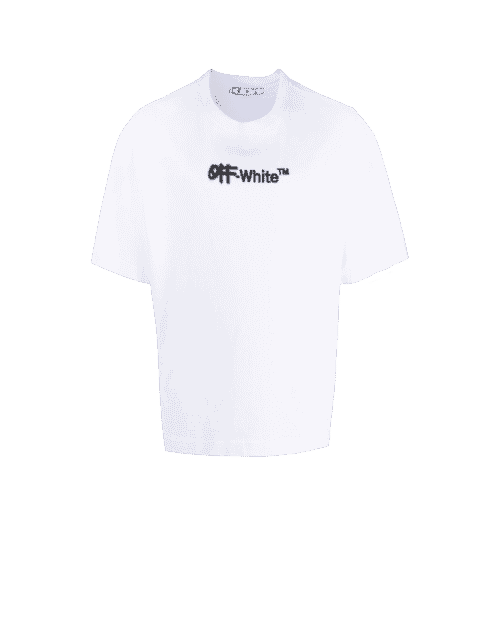 Tee-Shirt Blanc à Logo Brodé