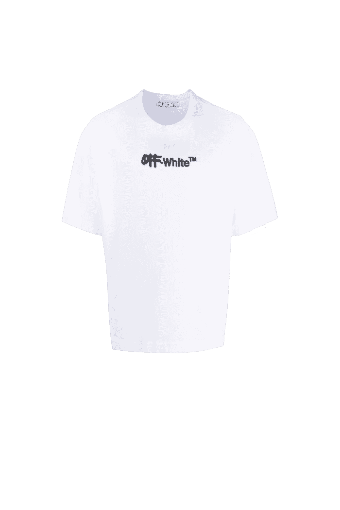Tee-Shirt Blanc à Logo Brodé