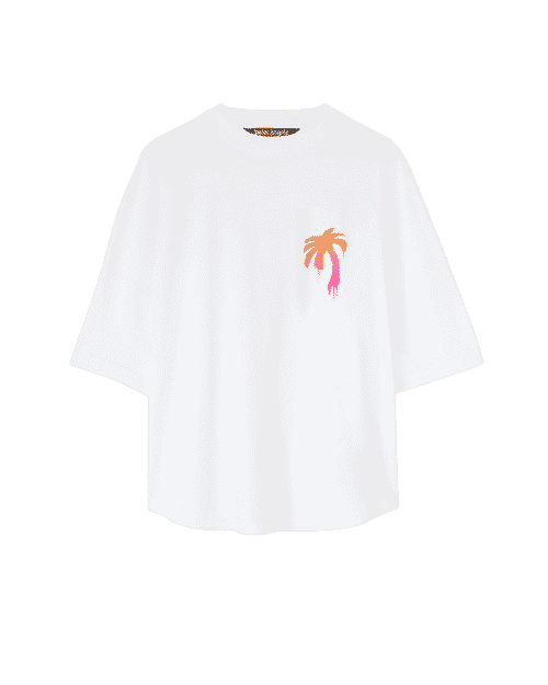 Tee-shirt Blanc Oversize Palmier Coloré