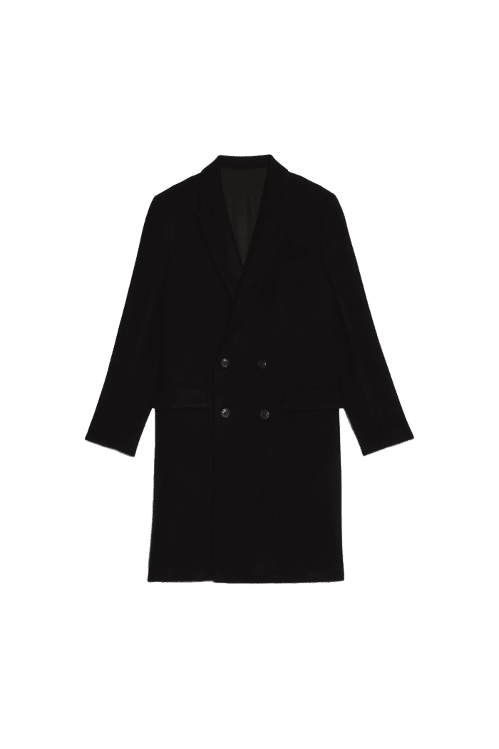manteau croisé laine noire