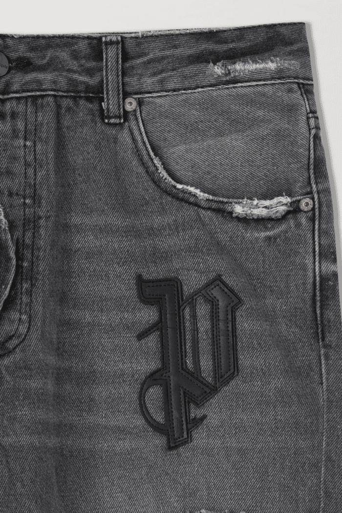 Jeans Denim Classique Gris Patch Logo