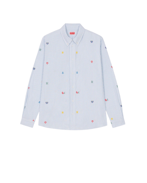Chemise Casual A Rayures Kenzo Pixel Bleu Clair