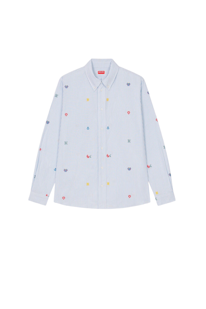 Chemise Casual A Rayures Kenzo Pixel Bleu Clair