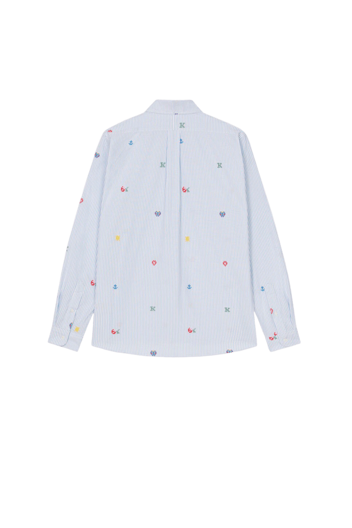 Chemise Casual A Rayures Kenzo Pixel Bleu Clair 5