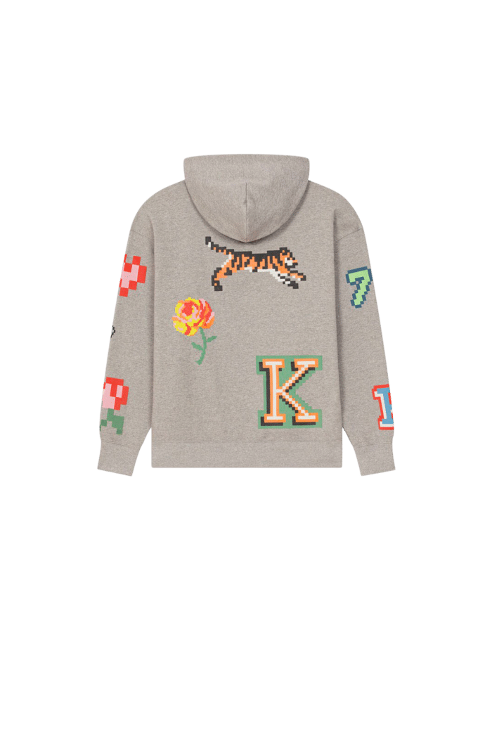 Hoodie A Capuche Oversize Kenzo Pixel Gris Clair 1