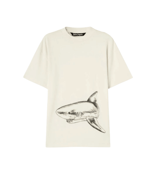 Tee-Shirt Blanc Cassé Requin Noir 3
