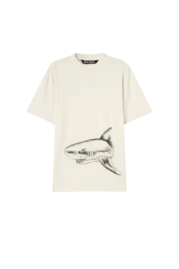 Tee-Shirt Blanc Cassé Requin Noir 3