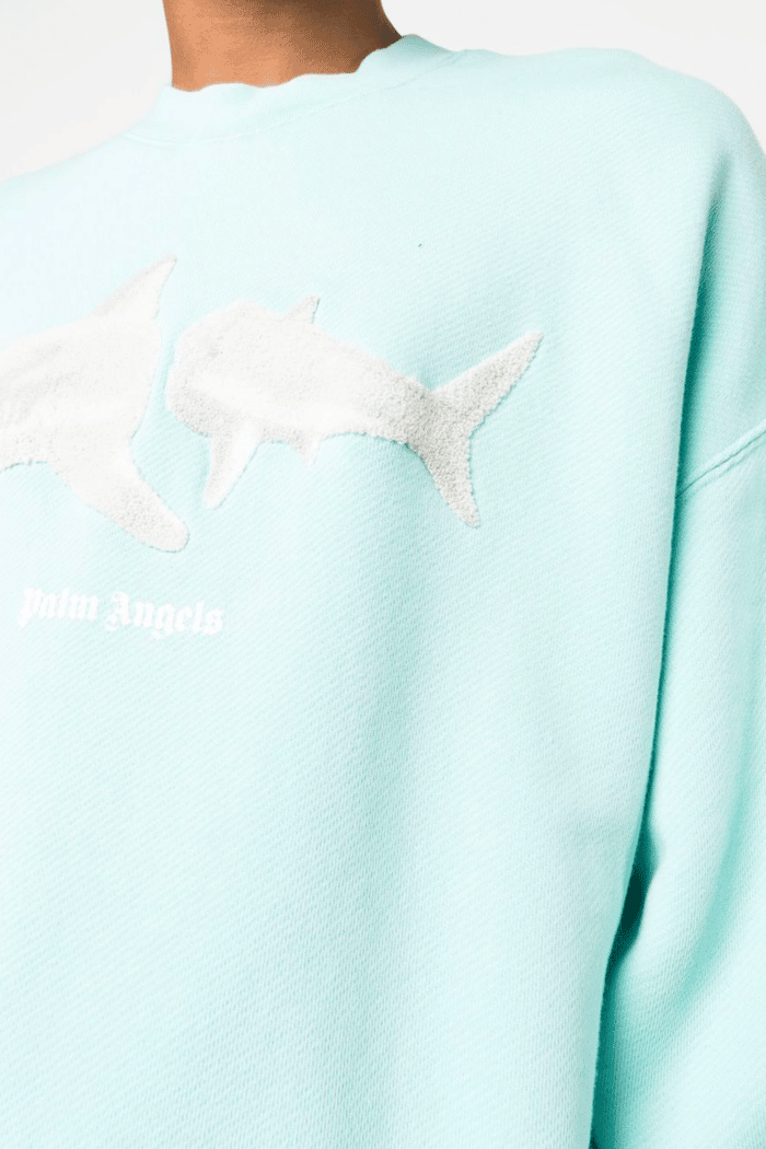 Sweat-Shirt Bleu Clair Classique Requin Blanc