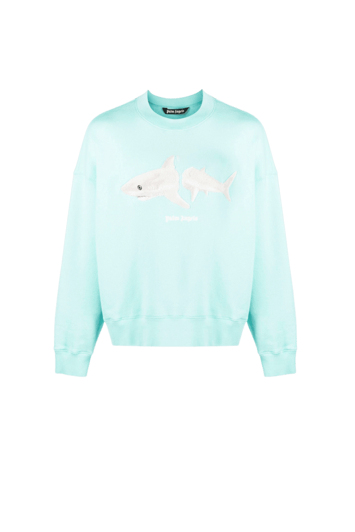 Sweat-Shirt Bleu Clair Classique Requin Blanc 4