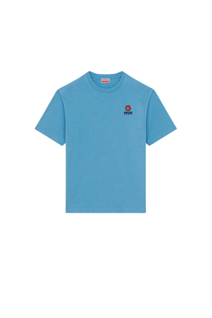 Tshirt Boke Flower Crest Bleu Cyan