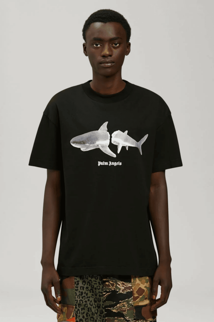 Tee-Shirt Noir Classique Requin Blanc 2