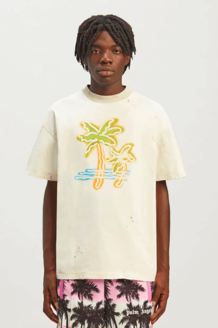 Tee-Shirt Neon Palmier Beige