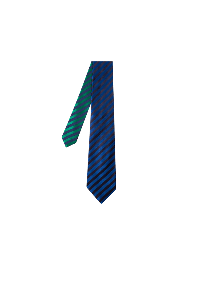 Cravate "Stripe" Vert Et Bleu 2