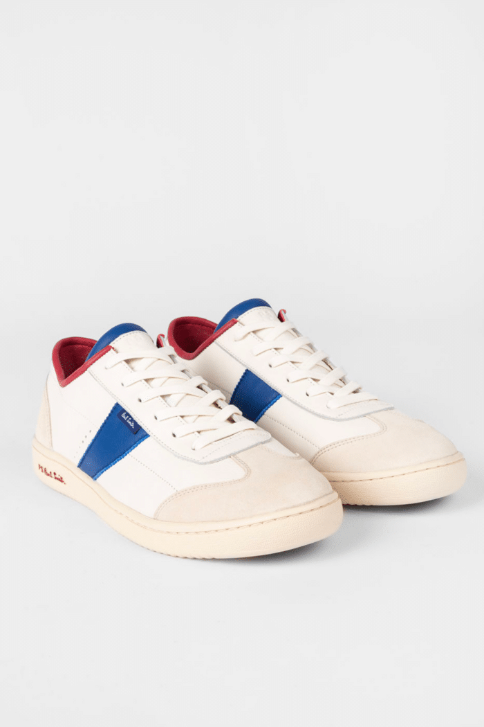 Sneakers "Muller" Cuir Blanc Bleu Rouge 2