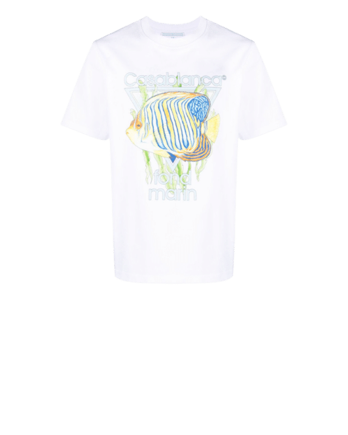 Tee-Shirt Blanc Imprimé Fond Marin 4