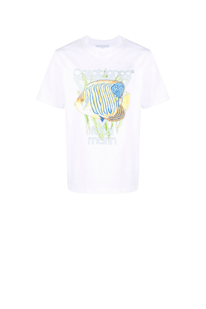 Tee-Shirt Blanc Imprimé Fond Marin 4