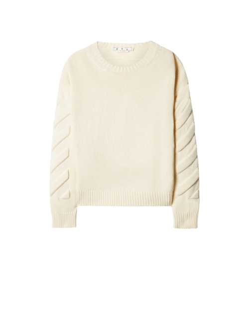 Pull Col Rond Tricot Beige 3D Diag 2