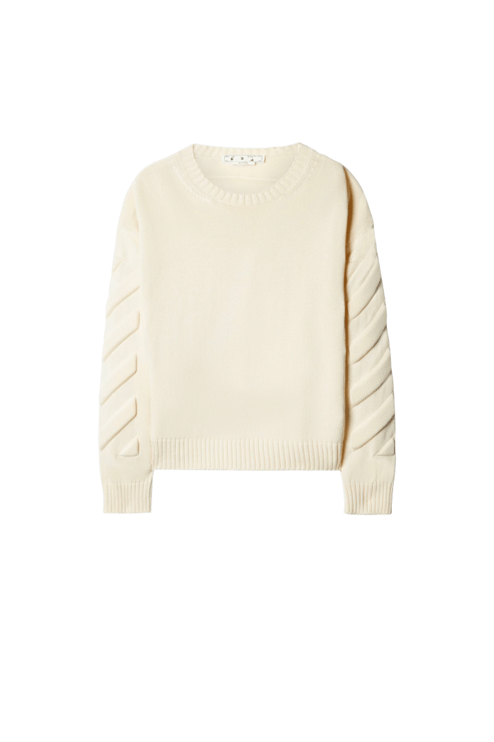 Pull Col Rond Tricot Beige 3D Diag 2