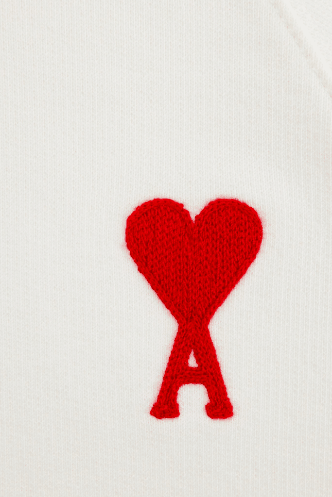 T-shirt AMI Paris Blanc Logo Brodé Rouge - Neuf Avec étiquettes - Taille L - Coton