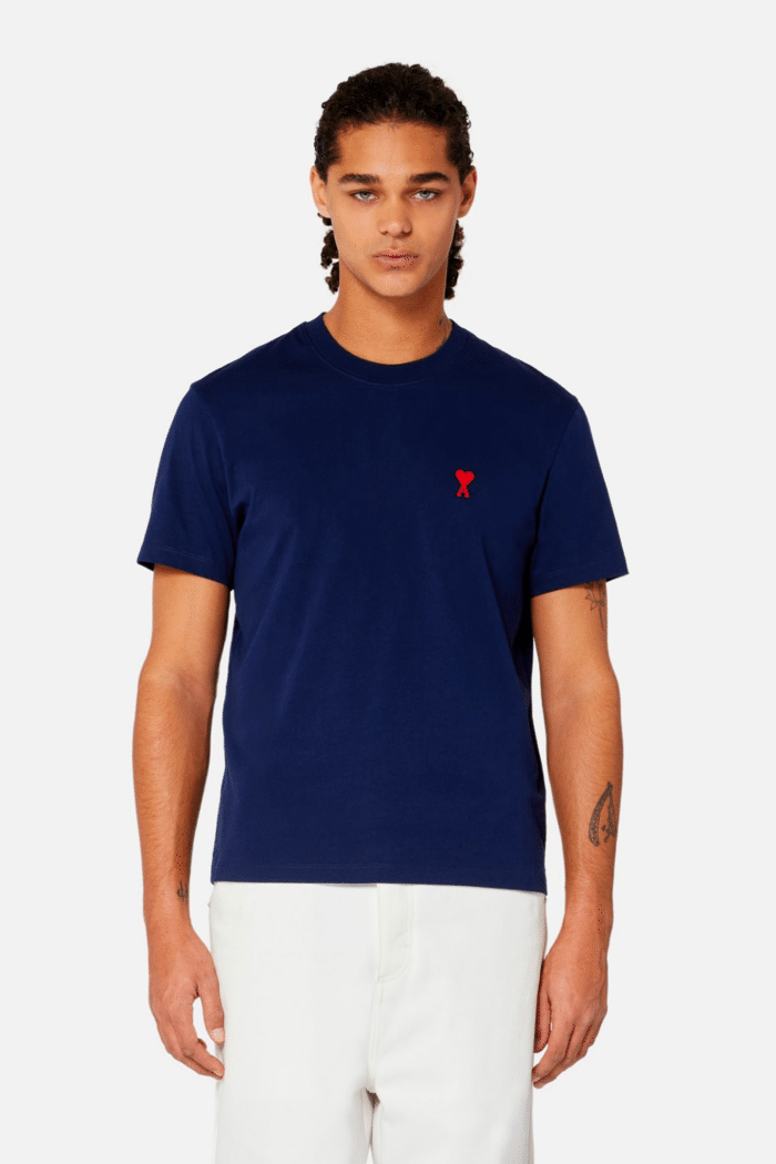 T-shirt Bleu Nautique Broderie Rouge4