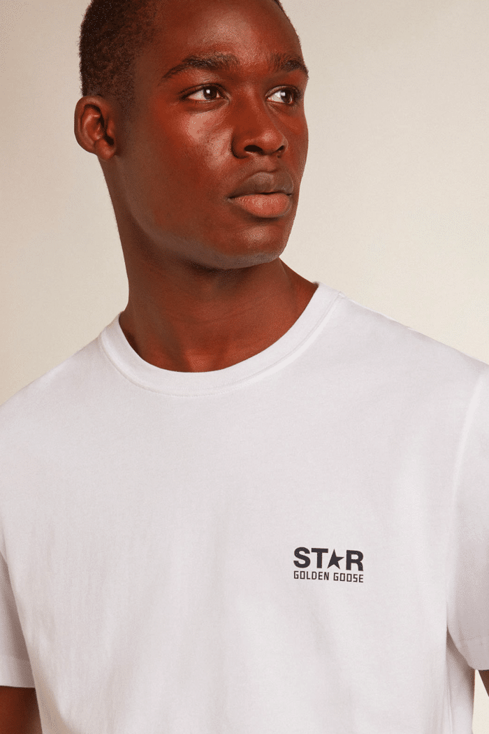 Tee-Shirt Blanc Star Logo Étoile Bleu Foncé