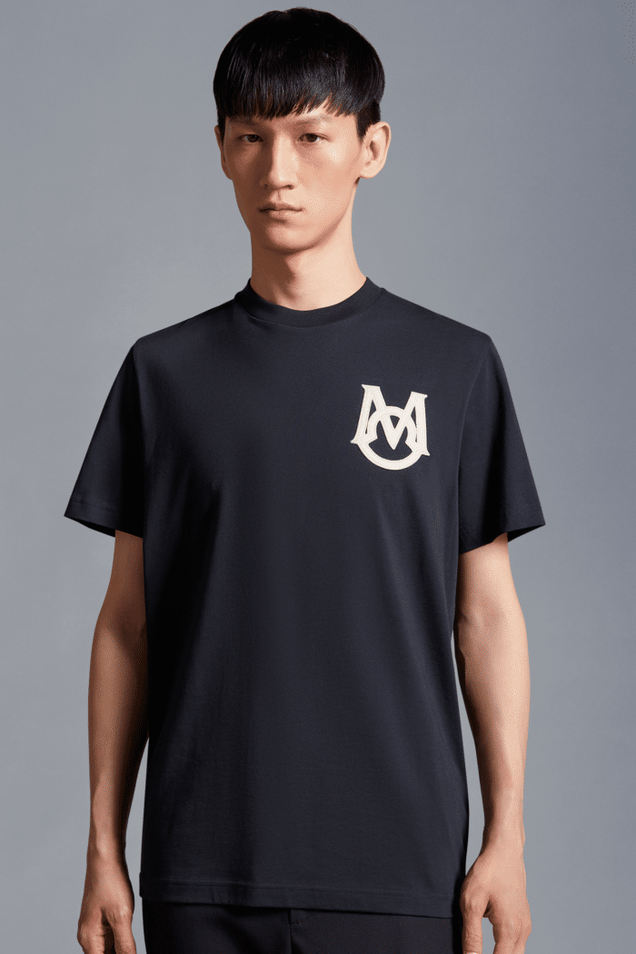 Tee-shirt Coton Marine Monogramme Blanc