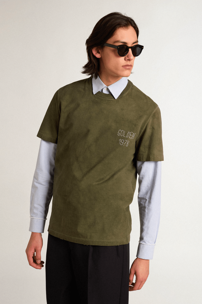 Tee-Shirt Coton Kaki Broderie 3