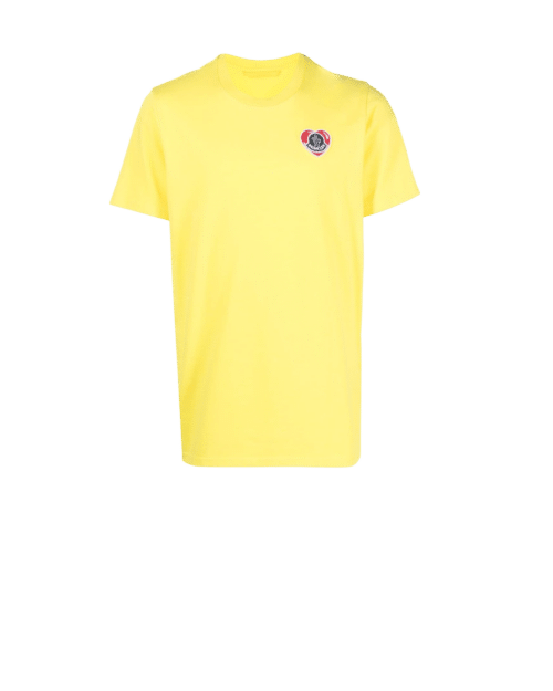 Tee-Shirt Jaune Logo Moncler Coeur Rouge 5
