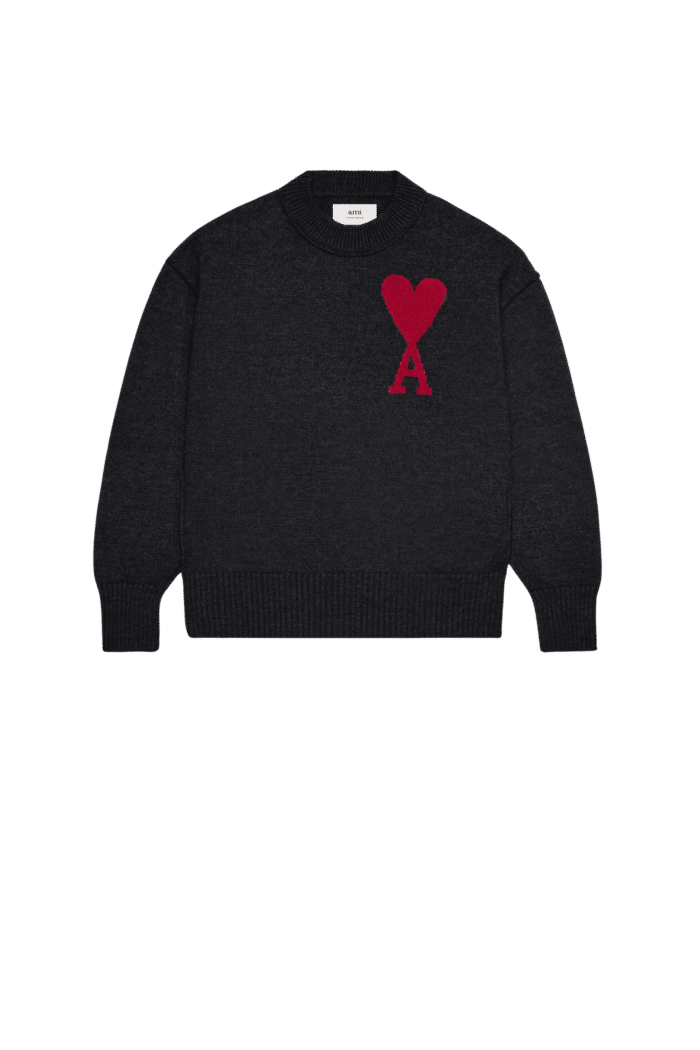 Pull Maille Intarsia Noir Rouge 4