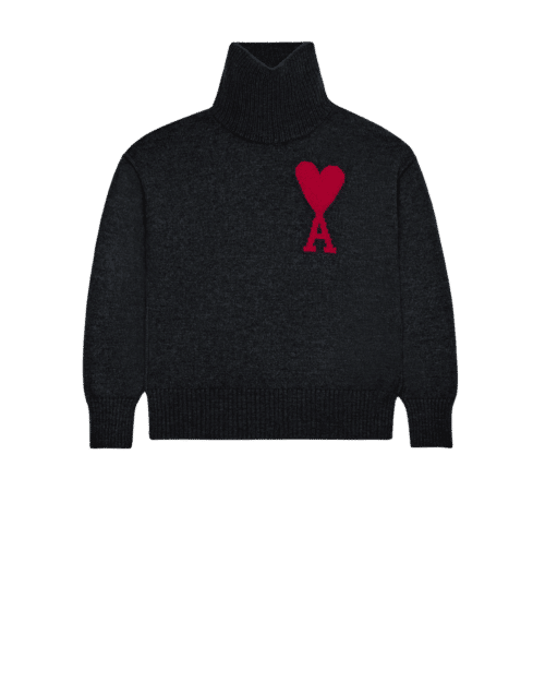 Pull Col Roulé Ami Noir Rouge 4