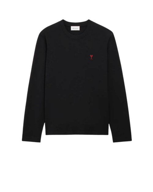 Tee-Shirt Manches Longues Noir Cœur Rouge