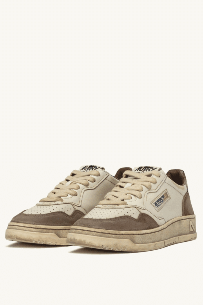 Sneakers Super Vintage Blanc Argent Marron