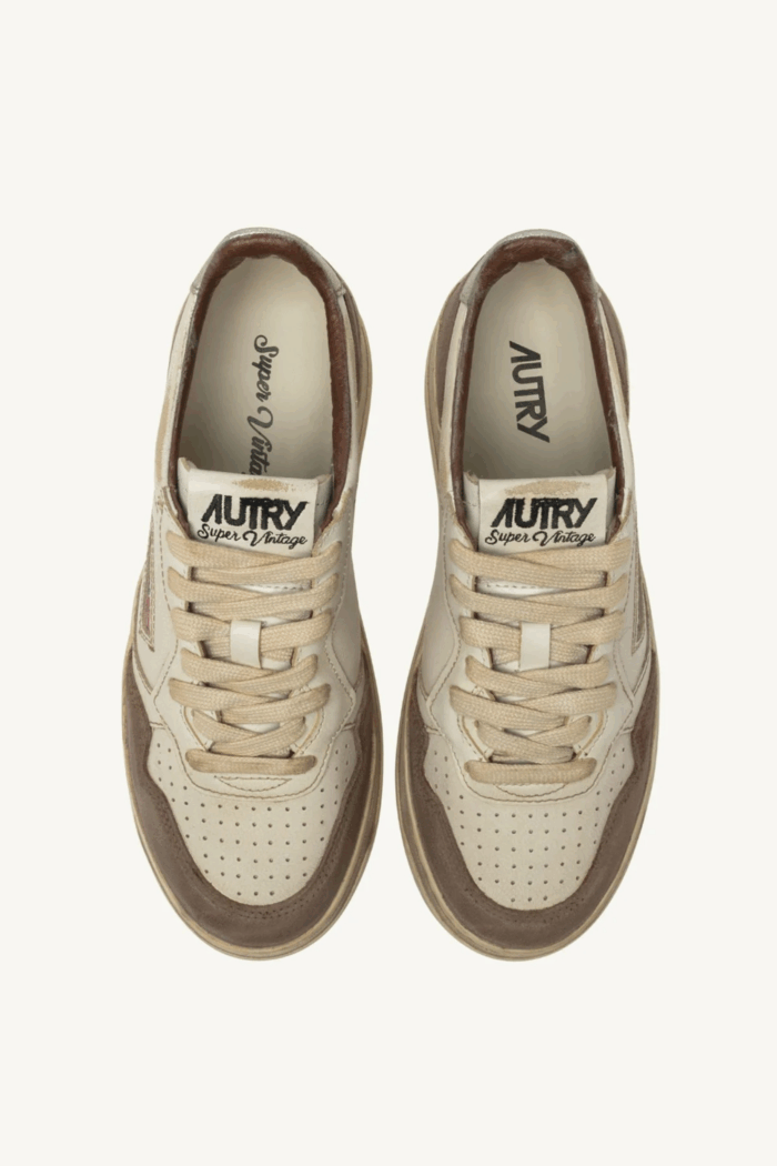 Sneakers Super Vintage Blanc Argent Marron