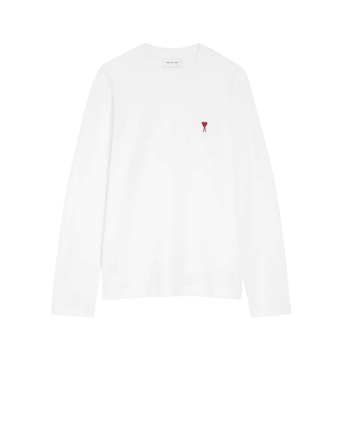 Tee-Shirt Manches Longues blanc Cœur Rouge
