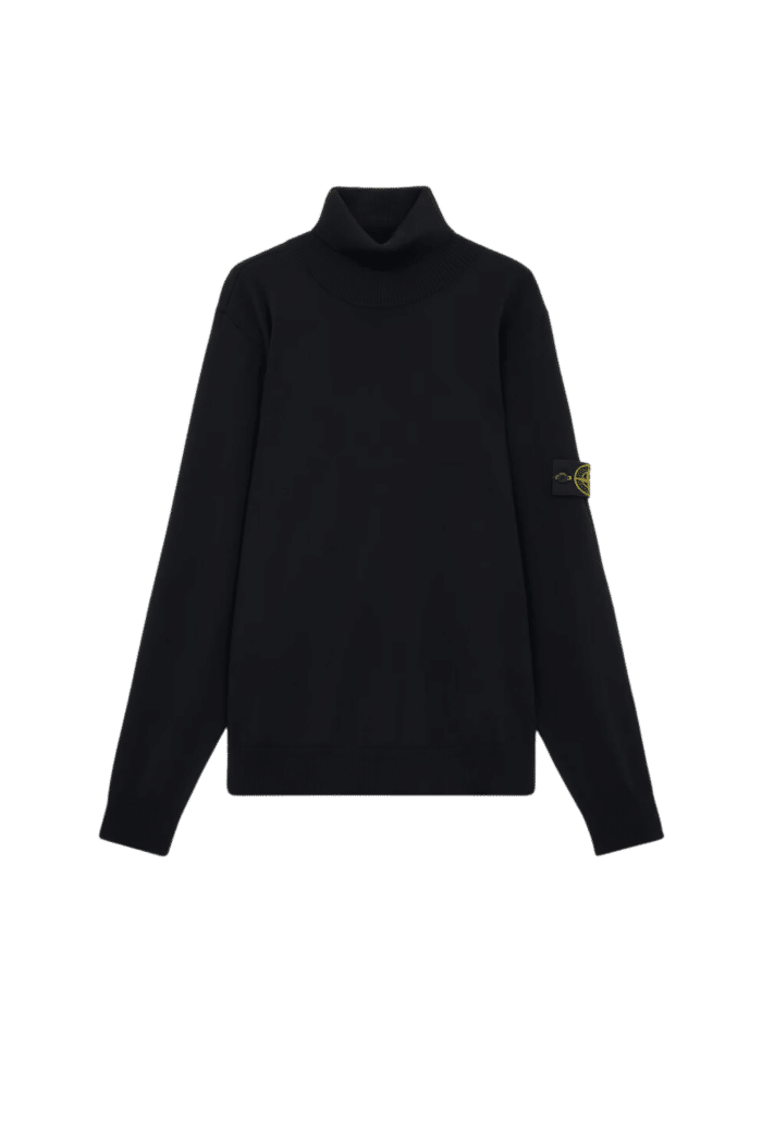 Pull Col Roulé Laine Noir