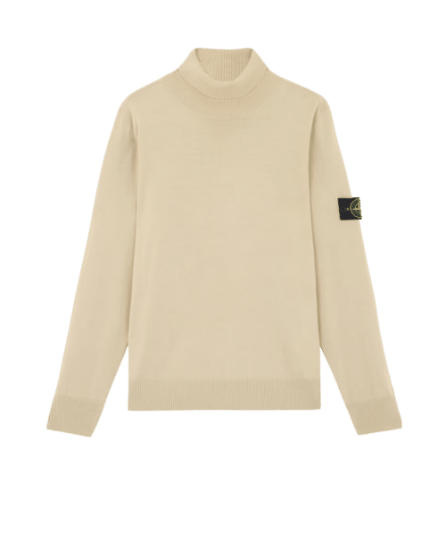 Pull Col Roulé Laine Blanc Cassé