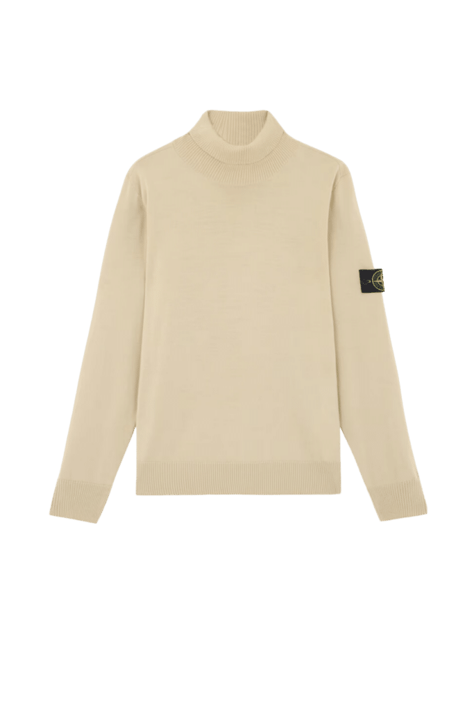 Pull Col Roulé Laine Blanc Cassé