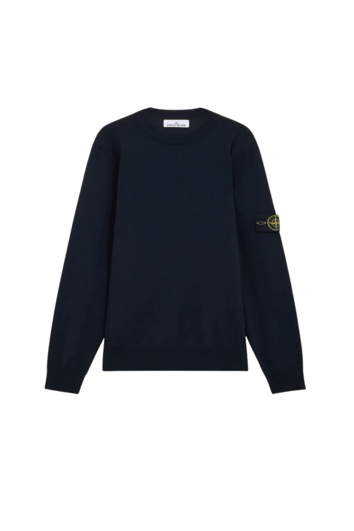 Pull Col Rond Laine Marine