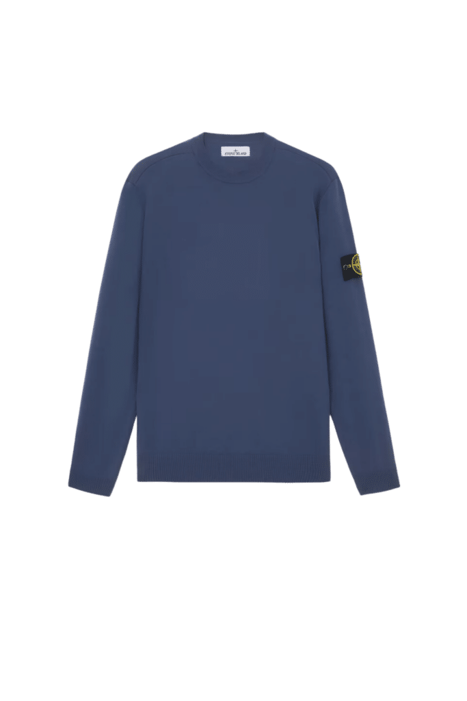 Pull Col Rond Laine Bleu Moyen