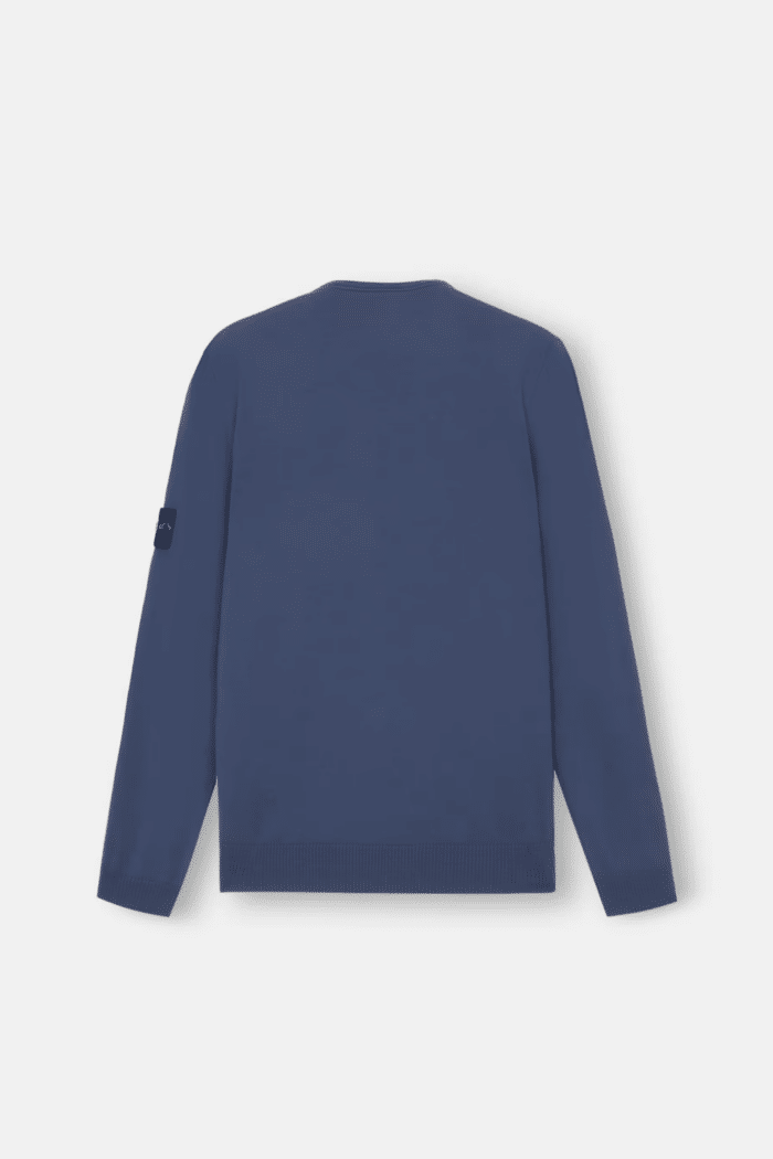 Pull Col Rond Laine Bleu Moyen