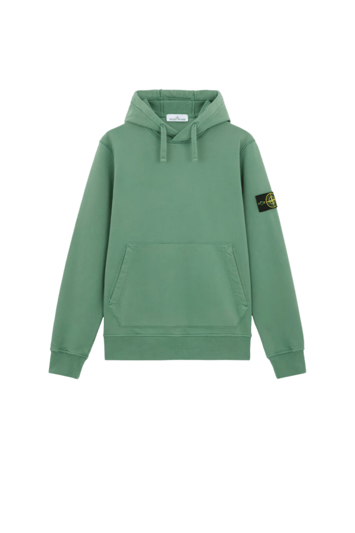 Sweat Capuche Coton Vert Sauge