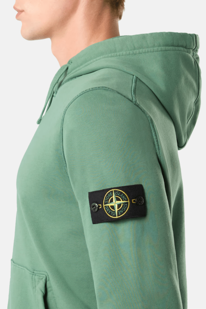 Sweat Capuche Coton Vert Sauge