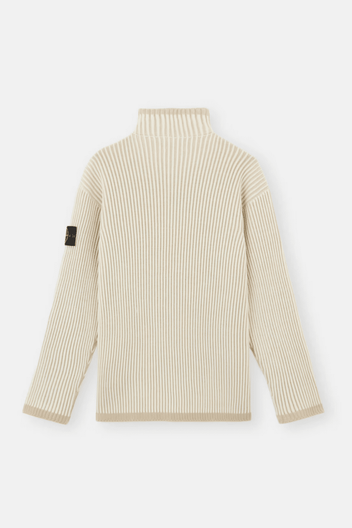 Pull Col Zippé Laine Naturel