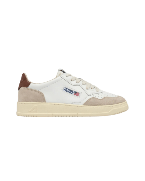 Sneakers Medalist Cuir et Daim Blanc Marron