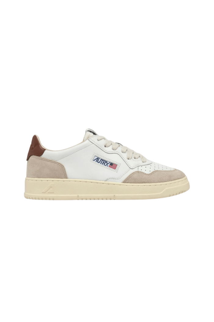 Sneakers Medalist Cuir et Daim Blanc Marron